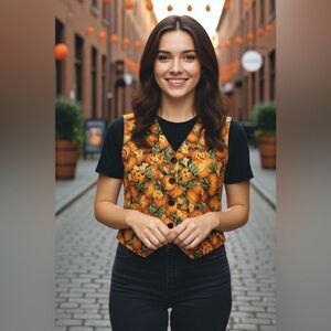 Halloween Jack-O-Lantern & Pumpkin Fall Vest - Size Small / Medium